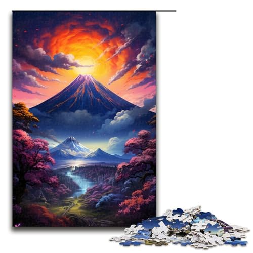 Puzzle für Erwachsene 1000 Teile buntes Mount Fuji-Puzzle Holzpuzzle Lernspiel Herausforderungsspielzeug 1000 Teile (75 x 50 cm) von ouynngjing