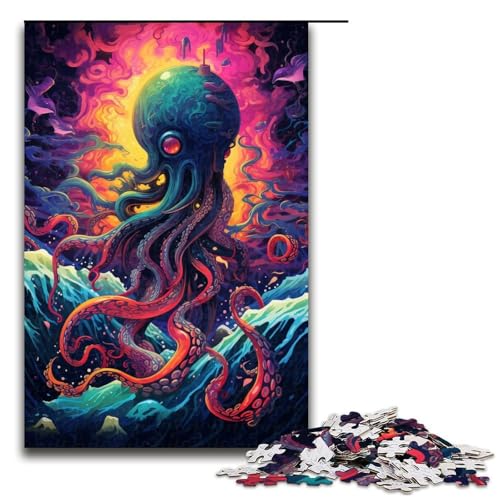 Puzzle für Erwachsene 1000 Teile buntes Oktopus-Holzpuzzle für Kinder Lernspiel 1000 Teile (75 x 50 cm) von ouynngjing