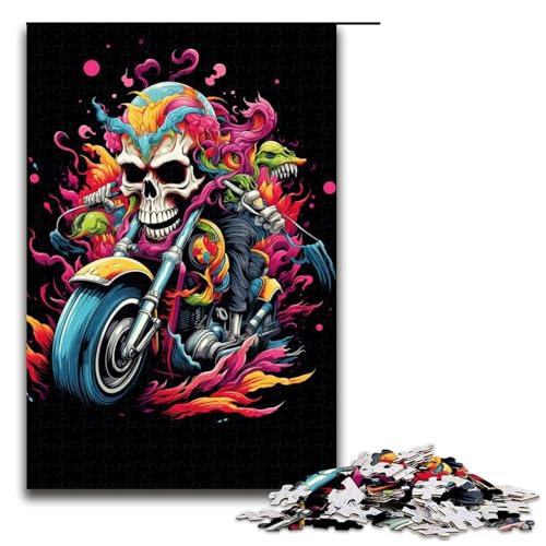 Puzzle für Erwachsene 1000 Teile buntes TotenkopfMotorradPuzzle Lernspiele für Zuhause DIYSpielzeug tolles Geschenk für Spiele 1000 Teile (75 x 50 cm) von ouynngjing