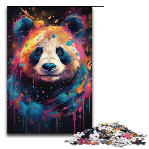 Puzzle für Erwachsene 1000 Teile buntes psychedelisches Panda-Puzzle Lernspiele für Zuhause DIY-Spielzeug tolles Geschenk für Spiele 1000 Teile (38 x 26 cm) von ouynngjing