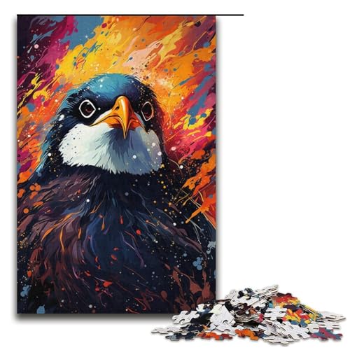 Puzzle für Erwachsene 1000 Teile buntes psychedelisches Pinguin-Puzzle Holzpuzzle Lernspiel Herausforderungsspielzeug 1000 Teile (38 x 26 cm) von ouynngjing