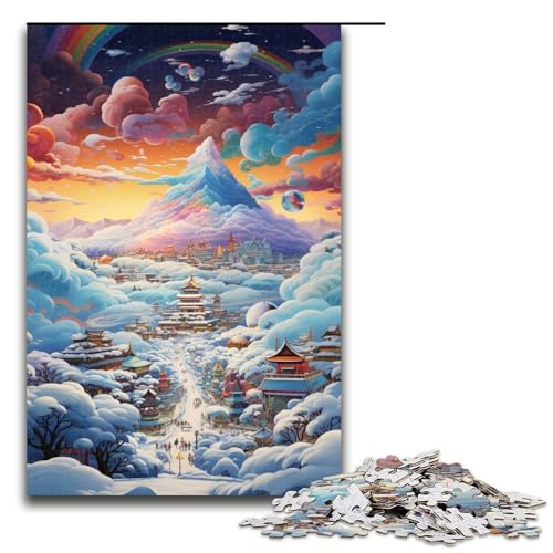 Puzzle für Erwachsene 1000 Teile buntes psychedelisches Schneelandschaftspuzzle Holzpuzzle Lernspiel Herausforderungsspielzeug 1000 Teile (75 x 50 cm) von ouynngjing