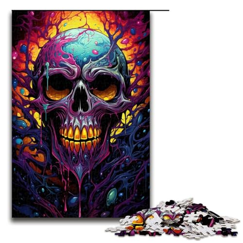Puzzle für Erwachsene 1000 Teile buntes psychedelisches Totenkopf-Spinnen-Puzzle Lernspiele für Zuhause DIY-Spielzeug tolles Geschenk für Spiele 1000 Teile (75 x 50 cm) von ouynngjing
