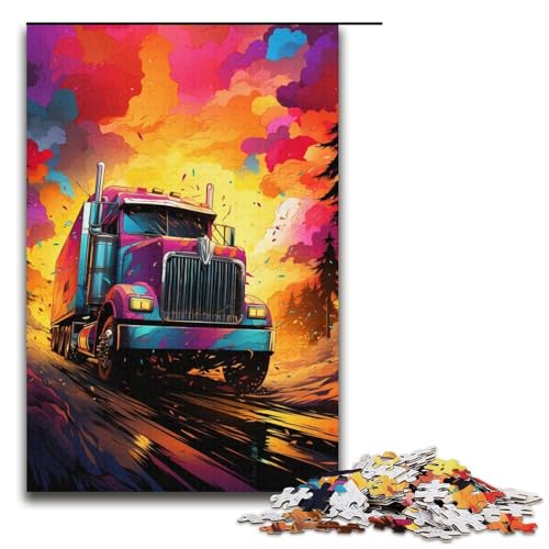 Puzzle für Erwachsene 1000 Teile buntes psychedelisches Truck-Puzzle Lernspiele für Zuhause DIY-Spielzeug tolles Geschenk für Spiele 1000 Teile (38 x 26 cm) von ouynngjing