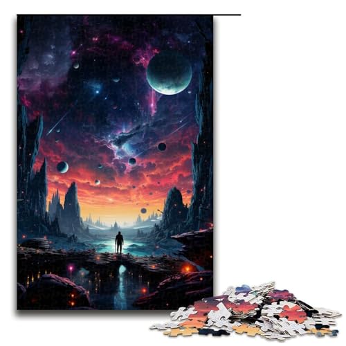Puzzle für Erwachsene 1000 Teile buntes psychedelisches Weltraum-Holzpuzzle für Kinder Lernspiel 1000 Teile (75 x 50 cm) von ouynngjing