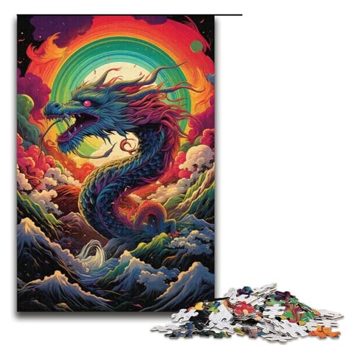 Puzzle für Erwachsene 1000 Teile chinesischer Drache Lernspiele für Zuhause DIY-Spielzeug tolles Geschenk für Spiele 1000 Teile (38 x 26 cm) von ouynngjing