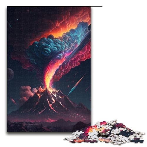 Puzzle für Erwachsene 1000 Teile dunkelblaues und rotes Wolkenmuster zum Zusammenbauen hilft dem Gehirn süchtig machendes Spielzeug zur Förderung der Geduld 1000 Teile (75 x 50 cm) von ouynngjing