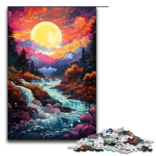 Puzzle für Erwachsene 1000 Teile farbenfroh Psychedelischer Fluss Puzzlespiel lustiges Spielzeug 1000 Teile (75 x 50 cm) von ouynngjing