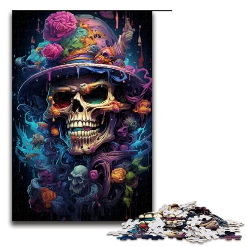 Puzzle für Erwachsene 1000 Teile farbenfroh Psychedelischer Gangster-Totenkopf Puzzlespiel lustiges Spielzeug 1000 Teile (75 x 50 cm) von ouynngjing
