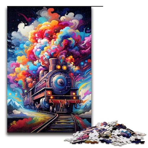 Puzzle für Erwachsene 1000 Teile farbenfroh Psychedelischer Zug Puzzlespiel lustiges Spielzeug 1000 Teile (75 x 50 cm) von ouynngjing