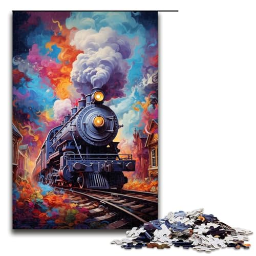 Puzzle für Erwachsene 1000 Teile farbenfroh Psychedelischer Zug Puzzlespiel lustiges Spielzeug 1000 Teile (75 x 50 cm) von ouynngjing