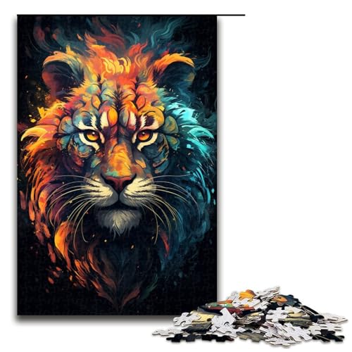 Puzzle für Erwachsene 1000 Teile farbenfroh psychedelisch sibirischer Feuertiger Puzzlespiel lustiges Spielzeug 1000 Teile (75 x 50 cm) von ouynngjing