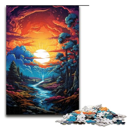 Puzzle für Erwachsene 1000 Teile farbenfrohe Fantasielandschaft Familien-Holzpuzzle Lernspiel Herausforderungsspielzeug 1000 Teile (75 x 50 cm) von ouynngjing