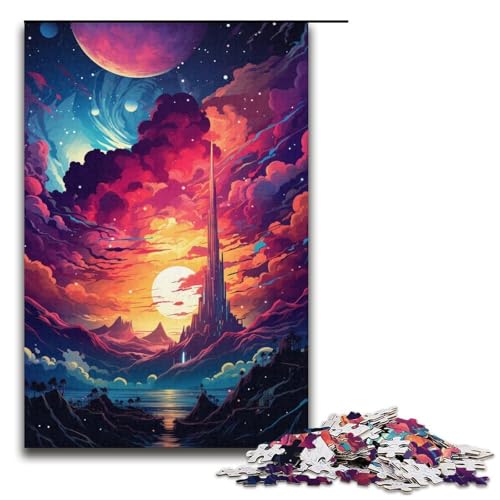 Puzzle für Erwachsene 1000 Teile farbenfrohe Fantasielandschaft Lernspiele für Zuhause DIY-Spielzeug tolles Geschenk für Spiele 1000 Teile (38 x 26 cm) von ouynngjing