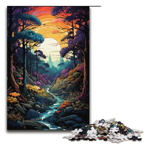 Puzzle für Erwachsene 1000 Teile farbenfrohe Fantasielandschaft Puzzlespiel lustiges Spielzeug 1000 Teile (38 x 26 cm) von ouynngjing