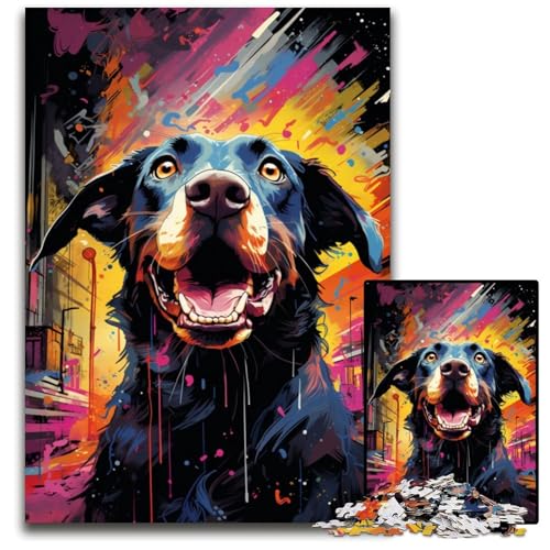 Puzzle für Erwachsene 1000 Teile farbenfrohe psychedelische Holzpuzzles von Hound perfekt als Geburtstags Weihnachts und HalloweenGeschenke 1000 Teile (75 x 50 cm) von ouynngjing