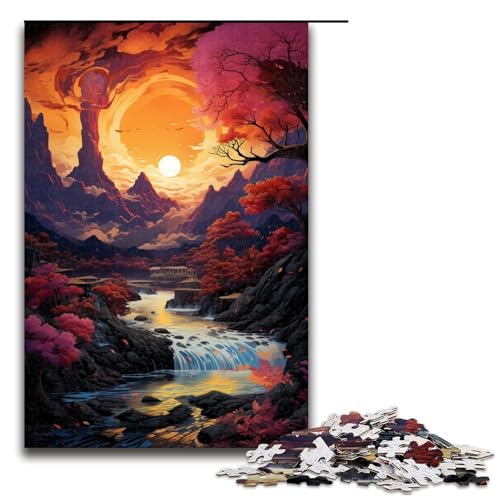 Puzzle für Erwachsene 1000 Teile farbenfrohe psychedelische Landschaft Puzzlespiele Spielzeug Geschenk geeignet für die Schreibtischdekoration 1000 Teile (75 x 50 cm) von ouynngjing
