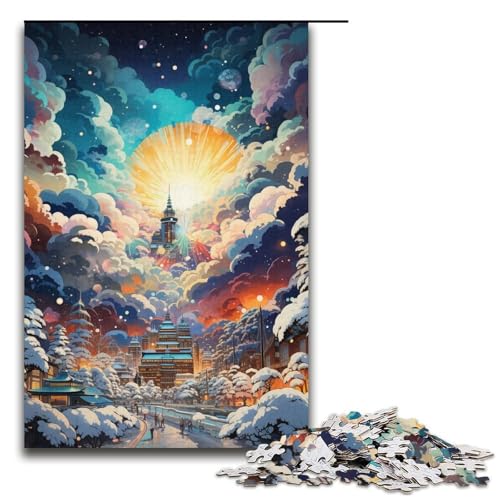 Puzzle für Erwachsene 1000 Teile farbenfrohe psychedelische Schneelandschaft Puzzlespiel lustiges Spielzeug 1000 Teile (38 x 26 cm) von ouynngjing