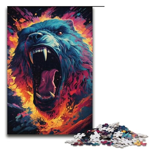 Puzzle für Erwachsene 1000 Teile farbenfrohes Fantasy-Bärenkrieger-Puzzle Lernspiele für Zuhause DIY-Spielzeug tolles Geschenk für Spiele 1000 Teile (38 x 26 cm) von ouynngjing