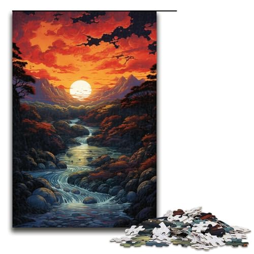 Puzzle für Erwachsene 1000 Teile farbenfrohes Fantasy-Sonnenuntergangs-Fluss-Puzzle Lernspiele für Zuhause DIY-Spielzeug tolles Geschenk für Spiele 1000 Teile (75 x 50 cm) von ouynngjing