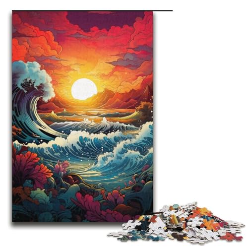 Puzzle für Erwachsene 1000 Teile farbenfrohes Fantasy-Sonnenuntergangswellen-Puzzle Lernspiele für Zuhause DIY-Spielzeug tolles Geschenk für Spiele 1000 Teile (38 x 26 cm) von ouynngjing