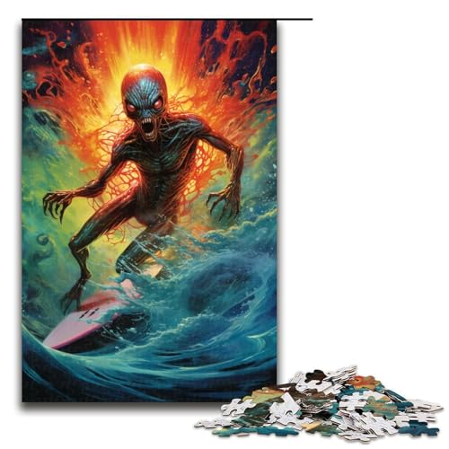 Puzzle für Erwachsene 1000 Teile farbenfrohes Fantasy-Surf-Alien-Puzzle Lernspiele für Zuhause DIY-Spielzeug tolles Geschenk für Spiele 1000 Teile (75 x 50 cm) von ouynngjing