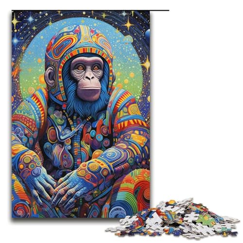 Puzzle für Erwachsene 1000 Teile farbenfrohes KunstAffeUnmögliches Puzzle Familienspiel Stressabbau schwierige Herausforderung 1000 Teile (38 x 26 cm) von ouynngjing
