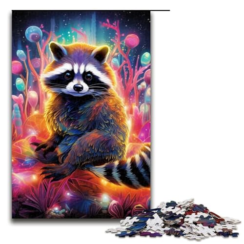 Puzzle für Erwachsene 1000 Teile farbenfrohes KunstWaschbärMuster hilft beim Zusammenbauen trainiert das Gehirn Macht süchtig fördert Geduld 1000 Teile (75 x 50 cm) von ouynngjing