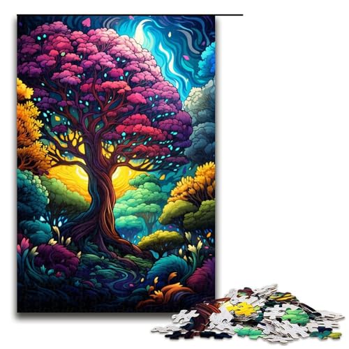 Puzzle für Erwachsene 1000 Teile farbenfrohes psychedelisches Baum-Puzzle Lernspiele für Zuhause DIY-Spielzeug tolles Geschenk für Spiele 1000 Teile (75 x 50 cm) von ouynngjing