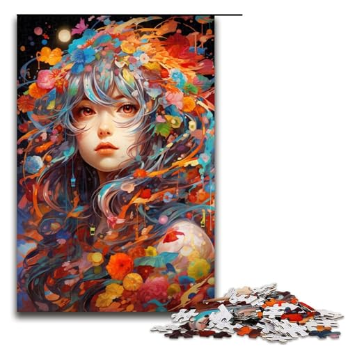 Puzzle für Erwachsene 1000 Teile farbenfrohes psychedelisches Fantasy-Anime-Mädchen-Puzzle Lernspiele für Zuhause DIY-Spielzeug tolles Geschenk für Spiele 1000 Teile (75 x 50 cm) von ouynngjing