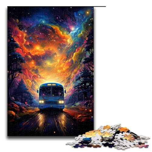 Puzzle für Erwachsene 1000 Teile farbenfrohes psychedelisches Galaxie-Bus-Puzzle Holzpuzzle Lernspiel Herausforderungsspielzeug 1000 Teile (75 x 50 cm) von ouynngjing