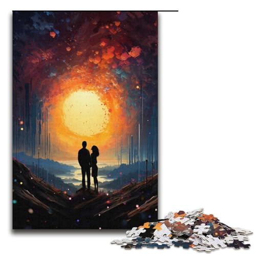 Puzzle für Erwachsene 1000 Teile farbenfrohes psychedelisches Galaxie-Paar unmögliches Puzzle Familienspiel Stressabbau schwierige Herausforderung 1000 Teile (38 x 26 cm) von ouynngjing