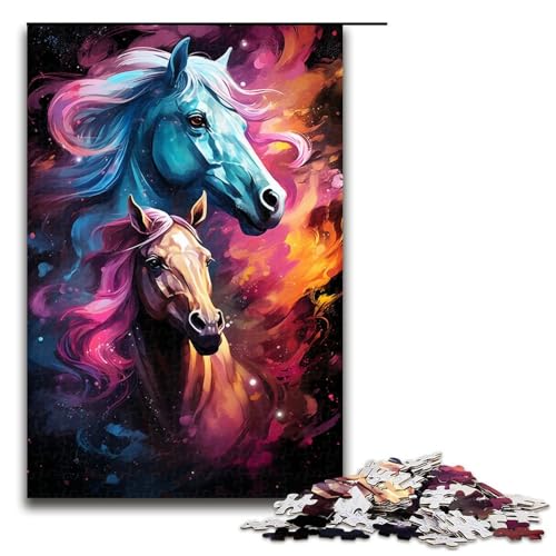Puzzle für Erwachsene 1000 Teile farbenfrohes psychedelisches Galaxie-Pferde-Puzzle Spiele Spielzeug Geschenk geeignet für die Schreibtischdekoration 1000 Teile (75 x 50 cm) von ouynngjing