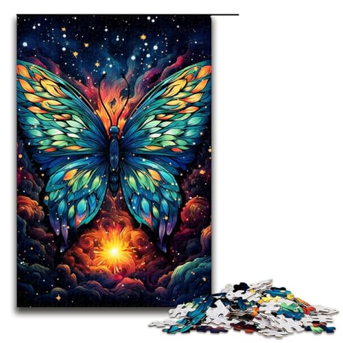 Puzzle für Erwachsene 1000 Teile farbenfrohes psychedelisches Galaxie-Schmetterlings-Puzzle jedes Teil ist einzigartig – anspruchsvolles Familienspiel 1000 Teile (75 x 50 cm) von ouynngjing