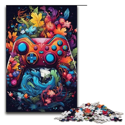 Puzzle für Erwachsene 1000 Teile farbenfrohes psychedelisches Game-Controller-Holzpuzzle für Kinder Lernspiel 1000 Teile (38 x 26 cm) von ouynngjing