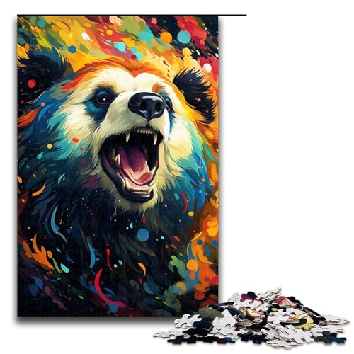 Puzzle für Erwachsene 1000 Teile farbenfrohes psychedelisches Gemälde Panda-Puzzle für Erwachsene Holzpuzzle Familienspiele Weihnachts- und Geburtstagsgeschenke 1000 Teile (75 x 50 cm) von ouynngjing
