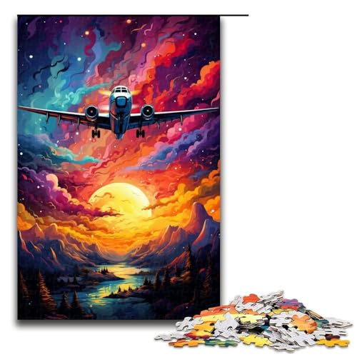 Puzzle für Erwachsene 1000 Teile farbenfrohes psychedelisches Himmelsflugzeug-Puzzle jedes Teil ist einzigartig – anspruchsvolles Familienspiel 1000 Teile (75 x 50 cm) von ouynngjing