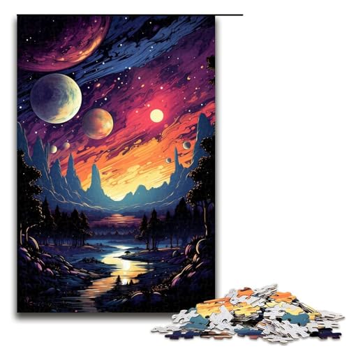 Puzzle für Erwachsene 1000 Teile farbenfrohes psychedelisches Himmelspuzzle Lernspiele für Zuhause DIY-Spielzeug tolles Geschenk für Spiele 1000 Teile (75 x 50 cm) von ouynngjing