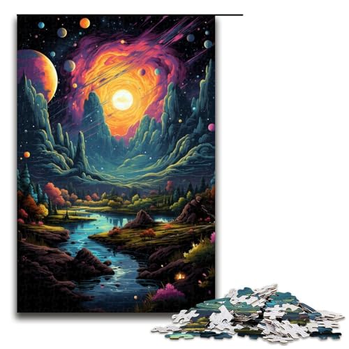 Puzzle für Erwachsene 1000 Teile farbenfrohes psychedelisches Himmelspuzzle Lernspiele für Zuhause DIY-Spielzeug tolles Geschenk für Spiele 1000 Teile (75 x 50 cm) von ouynngjing