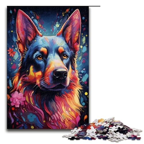 Puzzle für Erwachsene 1000 Teile farbenfrohes psychedelisches Hunde-Puzzle Lernspiele für Zuhause DIY-Spielzeug tolles Geschenk für Spiele 1000 Teile (75 x 50 cm) von ouynngjing