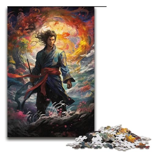 Puzzle für Erwachsene 1000 Teile farbenfrohes psychedelisches Krieger-Familien-Holzpuzzle Lernspiel Herausforderungsspielzeug 1000 Teile (38 x 26 cm) von ouynngjing