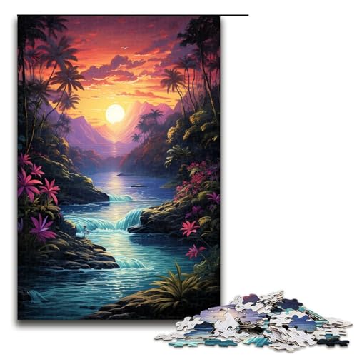 Puzzle für Erwachsene 1000 Teile farbenfrohes psychedelisches Küstenparadies Lernspiele für Zuhause DIY-Spielzeug tolles Geschenk für Spiele 1000 Teile (75 x 50 cm) von ouynngjing