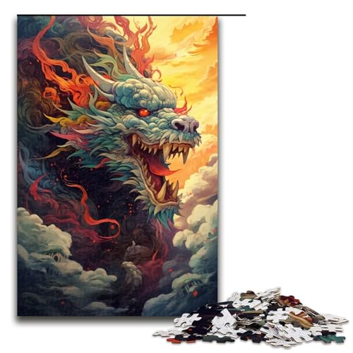 Puzzle für Erwachsene 1000 Teile farbenfrohes psychedelisches Retro-Puzzle mit japanischem Drachen Lernspiele für Zuhause DIY-Spielzeug tolles Geschenk für Spiele 1000 Teile (75 x 50 cm) von ouynngjing