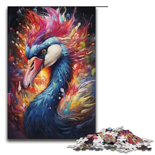 Puzzle für Erwachsene 1000 Teile farbenfrohes psychedelisches Schwanen-Puzzle Lernspiele für Zuhause DIY-Spielzeug tolles Geschenk für Spiele 1000 Teile (38 x 26 cm) von ouynngjing