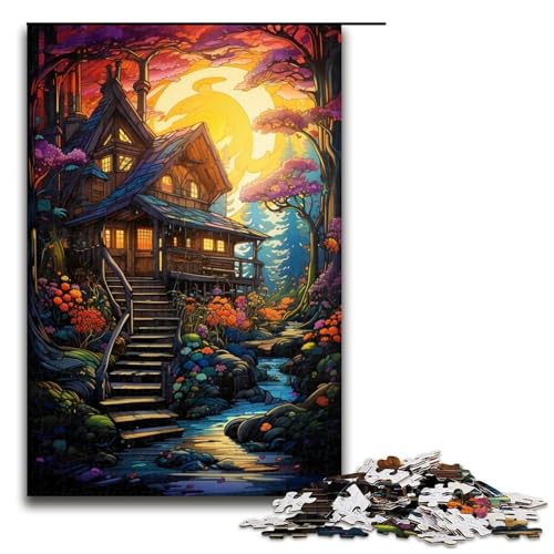 Puzzle für Erwachsene 1000 Teile farbenfrohes psychedelisches Sommerhaus Puzzlespiele Spielzeug Geschenk geeignet für die Schreibtischdekoration 1000 Teile (75 x 50 cm) von ouynngjing