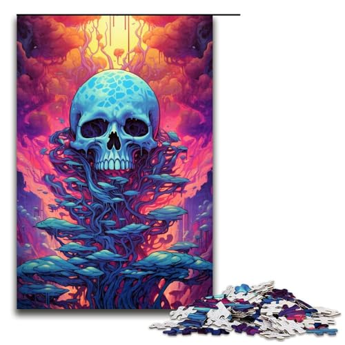 Puzzle für Erwachsene 1000 Teile farbenfrohes psychedelisches Totenkopf-Kunst-Puzzle Lernspiele für Zuhause DIY-Spielzeug tolles Geschenk für Spiele 1000 Teile (75 x 50 cm) von ouynngjing