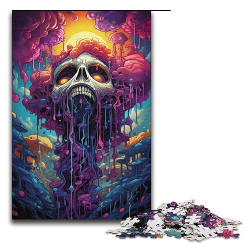Puzzle für Erwachsene 1000 Teile farbenfrohes psychedelisches Totenkopf-Puzzle Lernspiele für Zuhause DIY-Spielzeug tolles Geschenk für Spiele 1000 Teile (38 x 26 cm) von ouynngjing