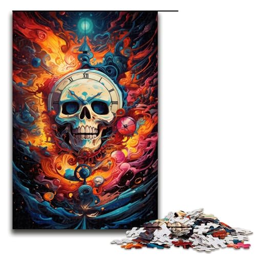 Puzzle für Erwachsene 1000 Teile farbenfrohes psychedelisches Totenkopf-Puzzle Lernspiele für Zuhause DIY-Spielzeug tolles Geschenk für Spiele 1000 Teile (75 x 50 cm) von ouynngjing