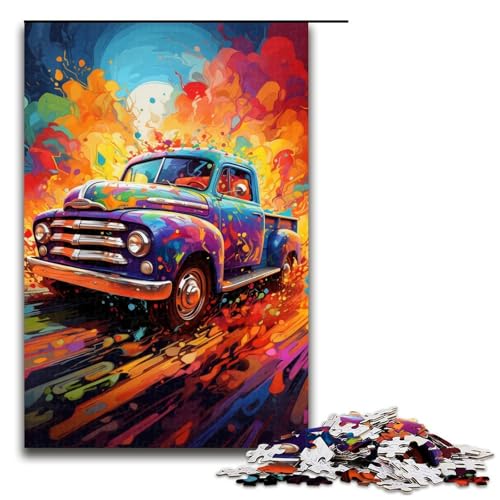 Puzzle für Erwachsene 1000 Teile farbenfrohes psychedelisches Truck-Puzzle Spiele Spielzeug Geschenk geeignet für die Schreibtischdekoration 1000 Teile (75 x 50 cm) von ouynngjing