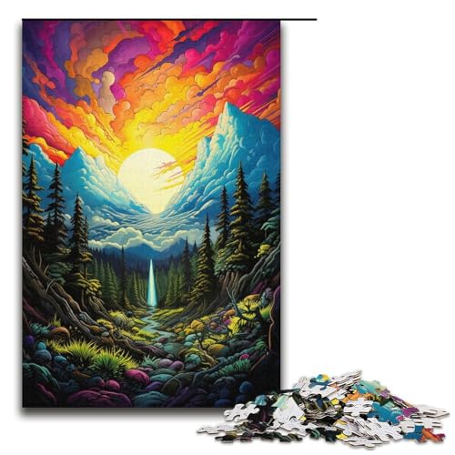 Puzzle für Erwachsene 1000 Teile farbenfrohes psychedelisches Wildnis-Familien-Holzpuzzle Lernspiel Herausforderungsspielzeug 1000 Teile (38 x 26 cm) von ouynngjing